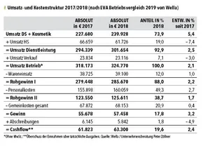 Umsatz- und Kostenstruktur 2017/2018 (nach EVA Betriebsvergleich 2019 von Wella)