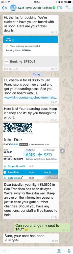 KLM betreut Kunden via WhatsApp