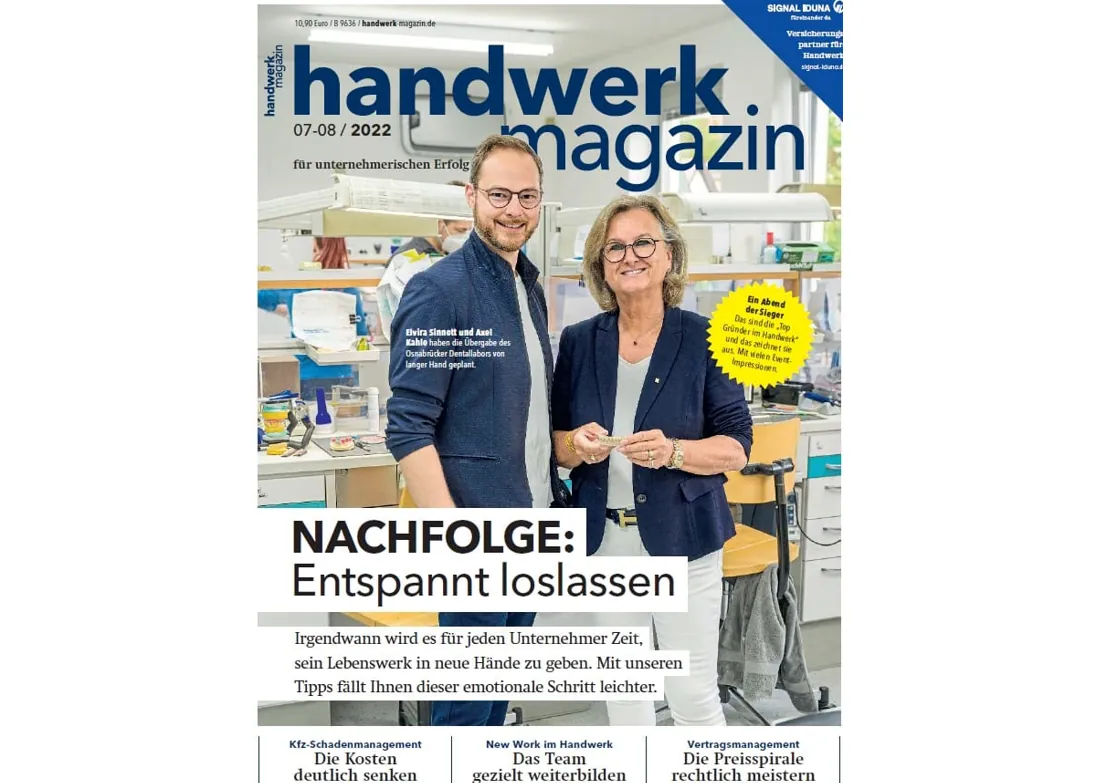 Das Lebenswerk anvertrauen, Top Gründer im Handwerk, Runter mit den Kosten bei Unfällen