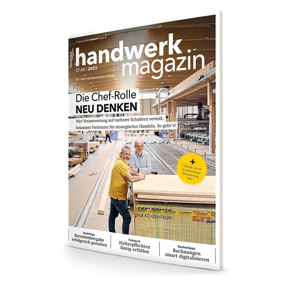 handwerk magazin Juli/August-Ausgabe 2023: Die Chef-Rolle neu denken