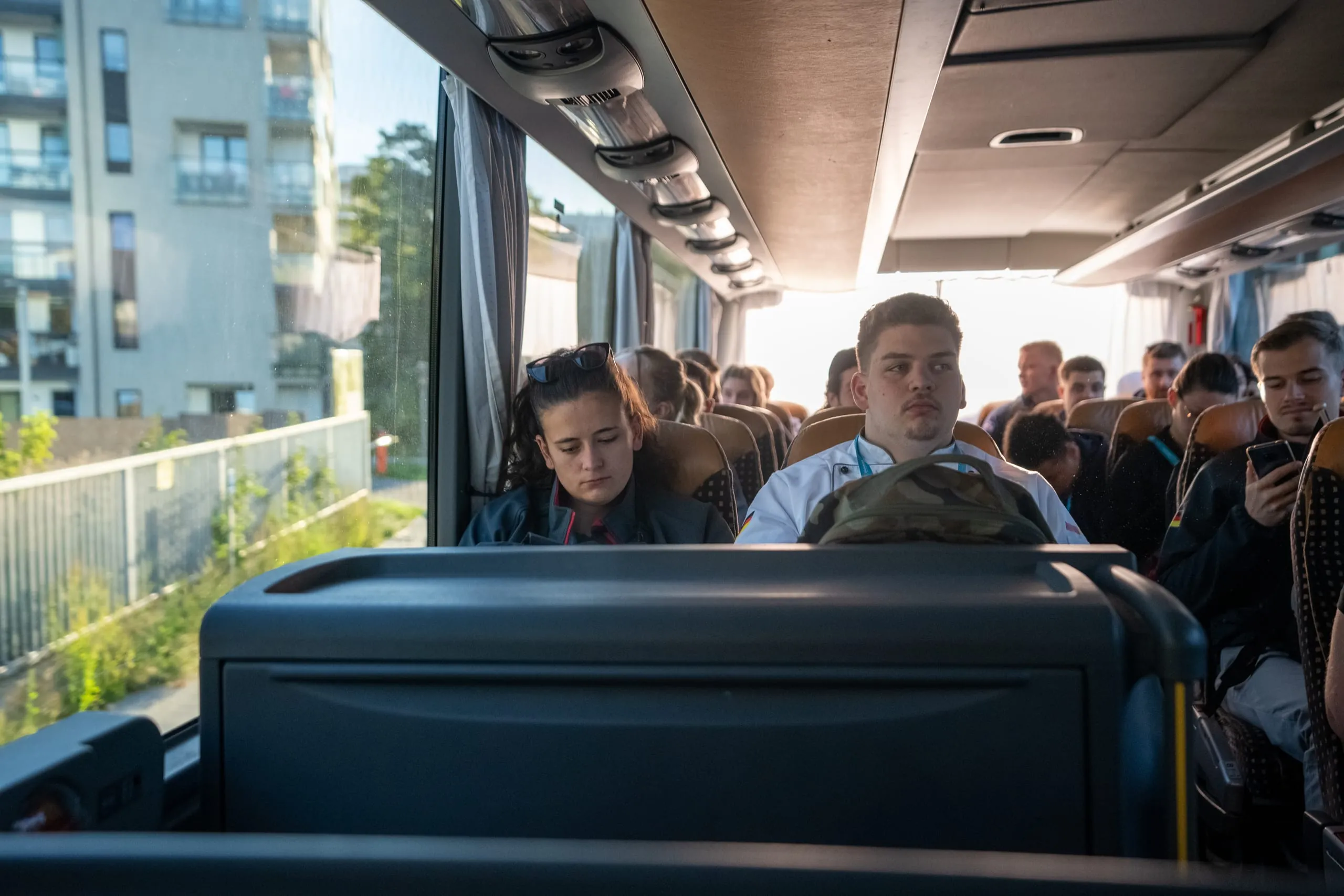 Die deutsche Mannschaft fuhr jeden Tag gemeinsam im Bus auf das Gelände der EuroSkills 2023 in Danzig.