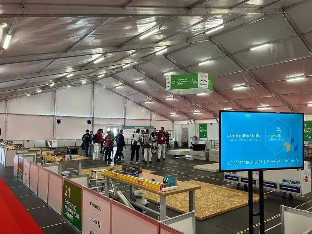 Die Wettkampfflächen der Stuckateure bei den EuroSkills 2023.