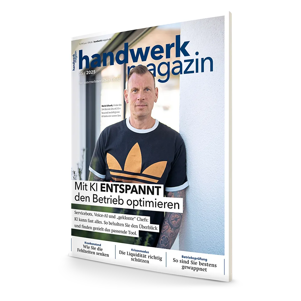 Wie Unternehmer k&uuml;nstliche Intelligenz (KI) im Betrieb nutzen k&ouml;nnen, um erfolgreicher zu sein, verr&auml;t die neue Mai-Ausgabe 2025.