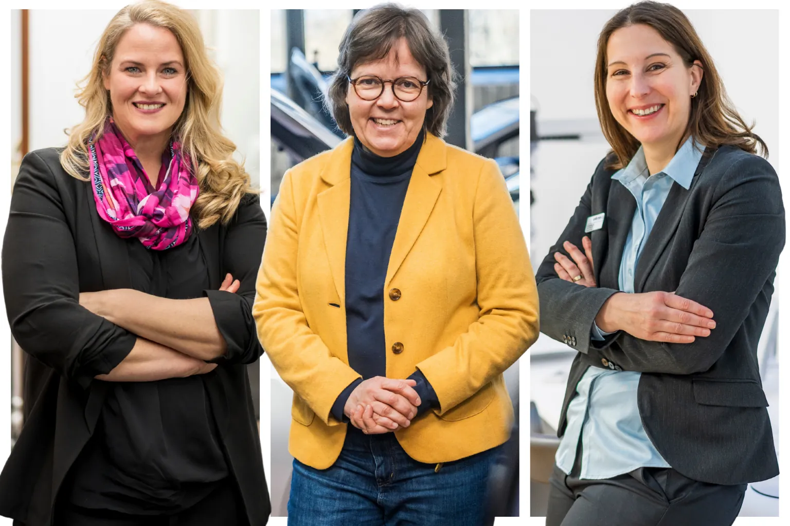 Bild-Collage von drei Handwerkerinnen, die sich ehrenamtlich engagieren Aufmacherbild der Serie "Handwerker im Ehrenamt".