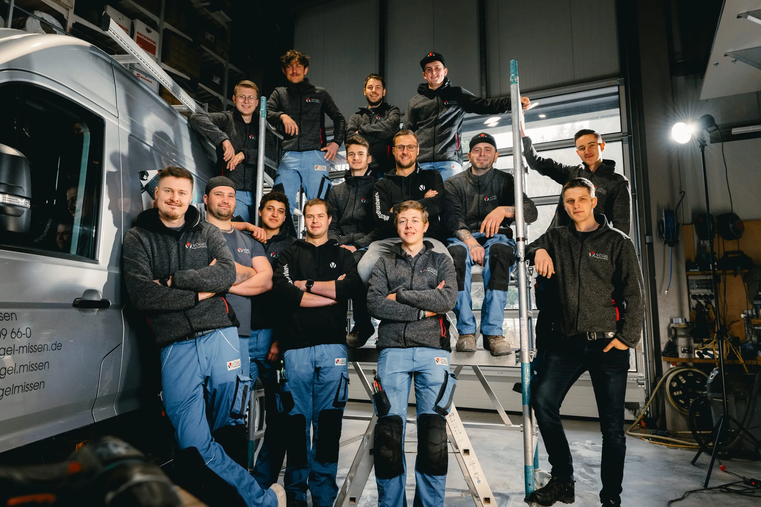 Ein Teil des jungen Teams der Vögel GmbH rund um Junior-Geschäftsführer Martin Vögel.