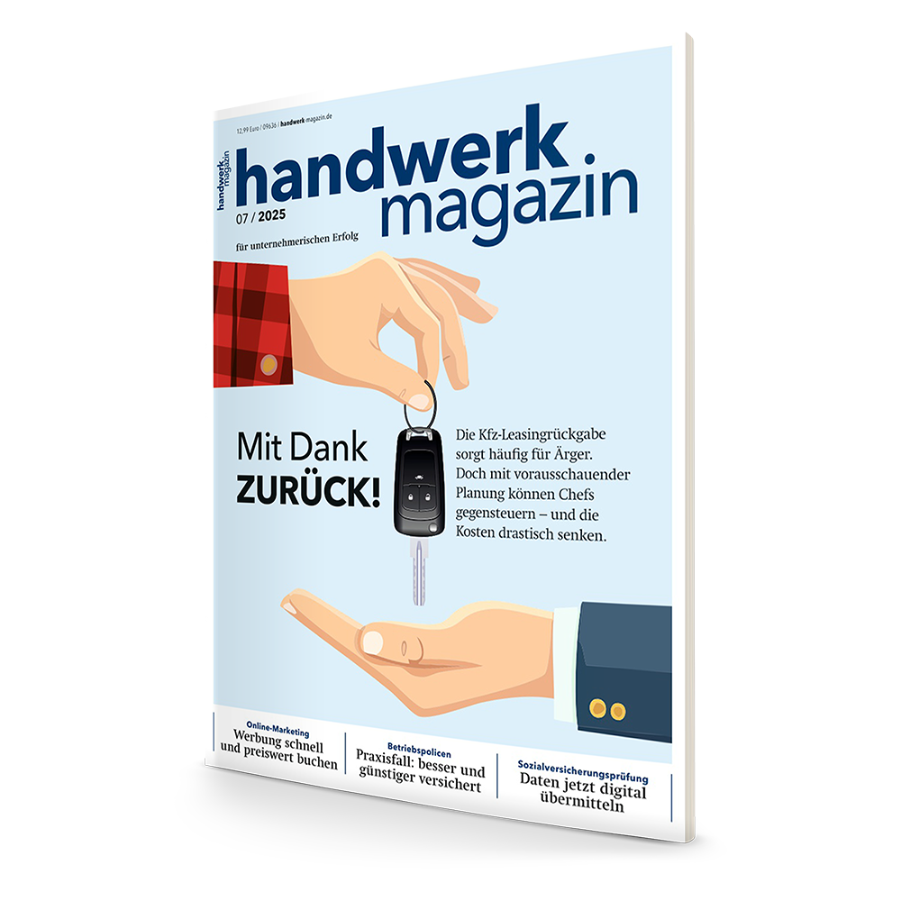 handwerk magazin Juli-Ausgabe 2025: Kfz-Leasing – Mit Dank zurück!