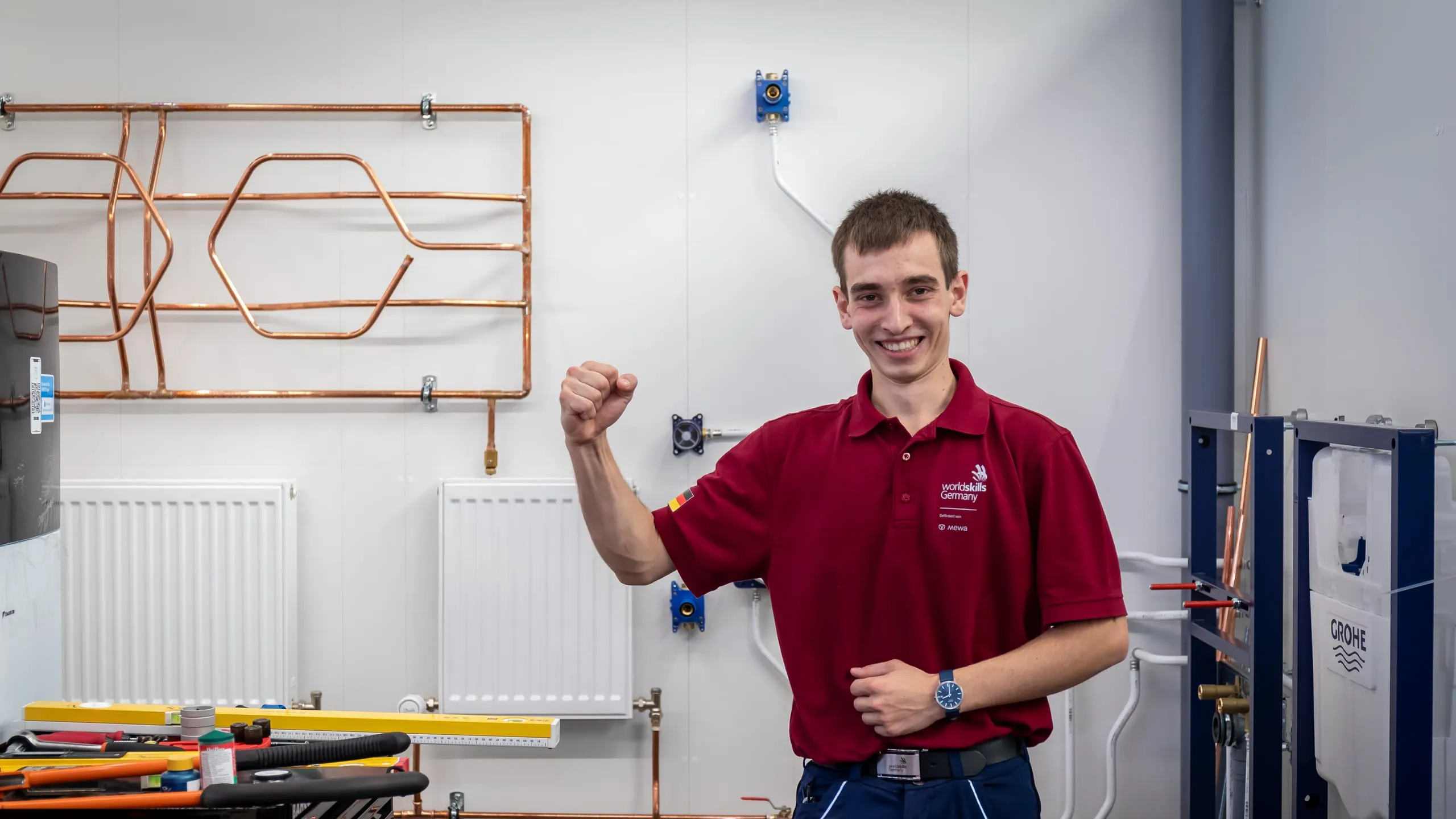 Anlagenmechaniker Klaus Vetter freut sich über das Ende der Wettbewerbe.