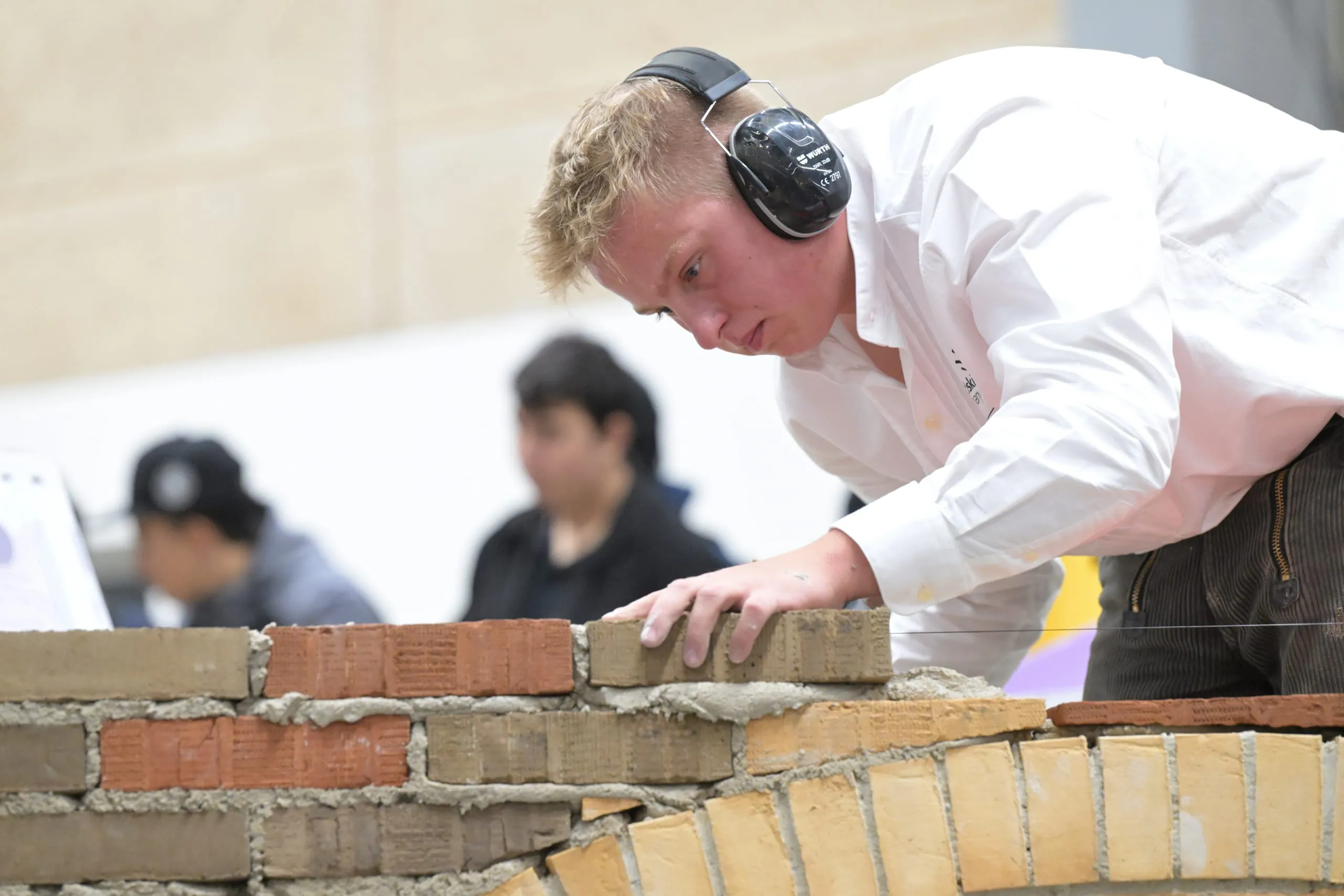 Der Maurer trat im Skill "Bricklaying" an.
