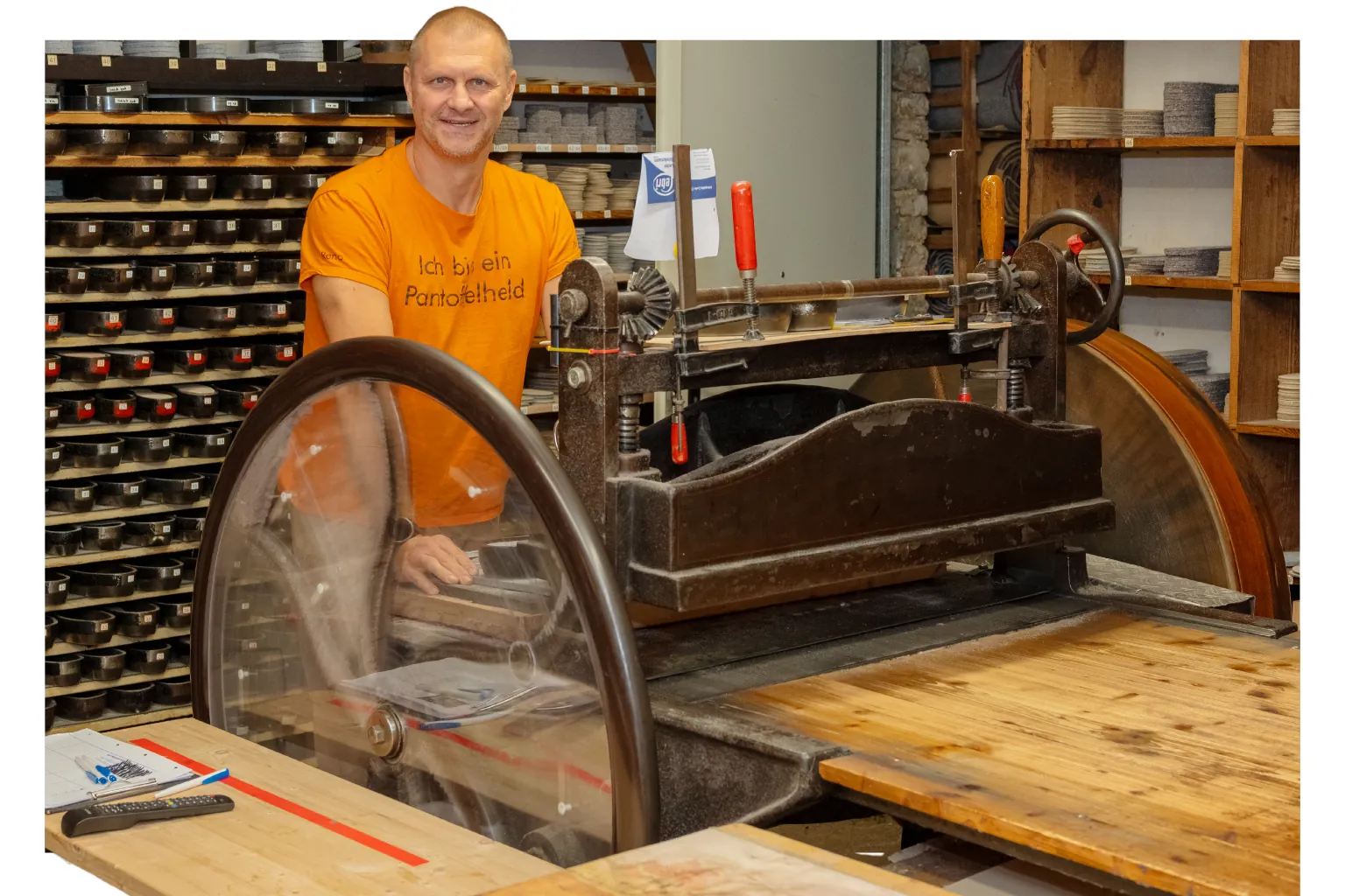 Viele Maschinen in Jünemann's Pantoffeleck sind über 70 Jahre alt.