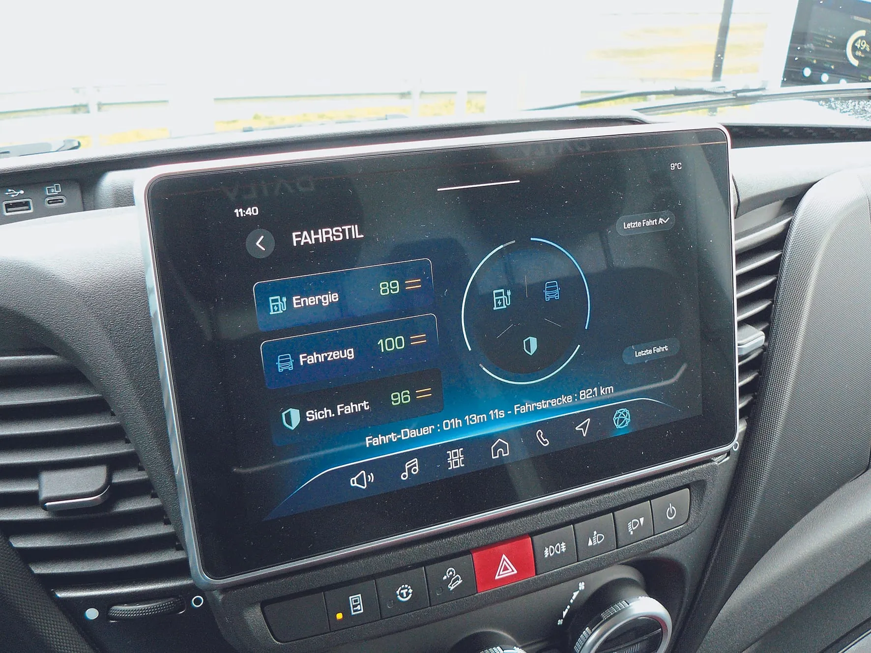 Reichlich Information: Wer will, kann eine fortlaufende Bewertung des Fahrstils abrufen