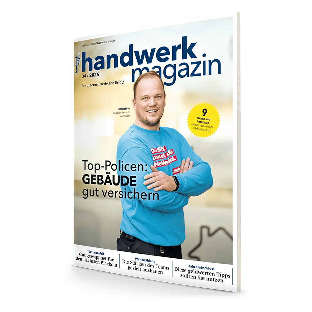 handwerk magazin April-Ausgabe 2026: Top-Policen für die Gebäudeversicherung