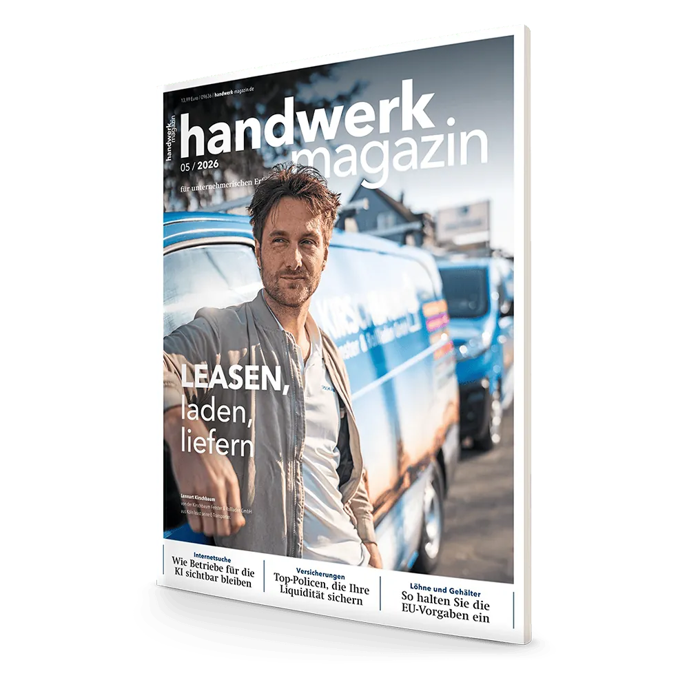 handwerk magazin Mai-Ausgabe 2026: Leasen, laden, liefern