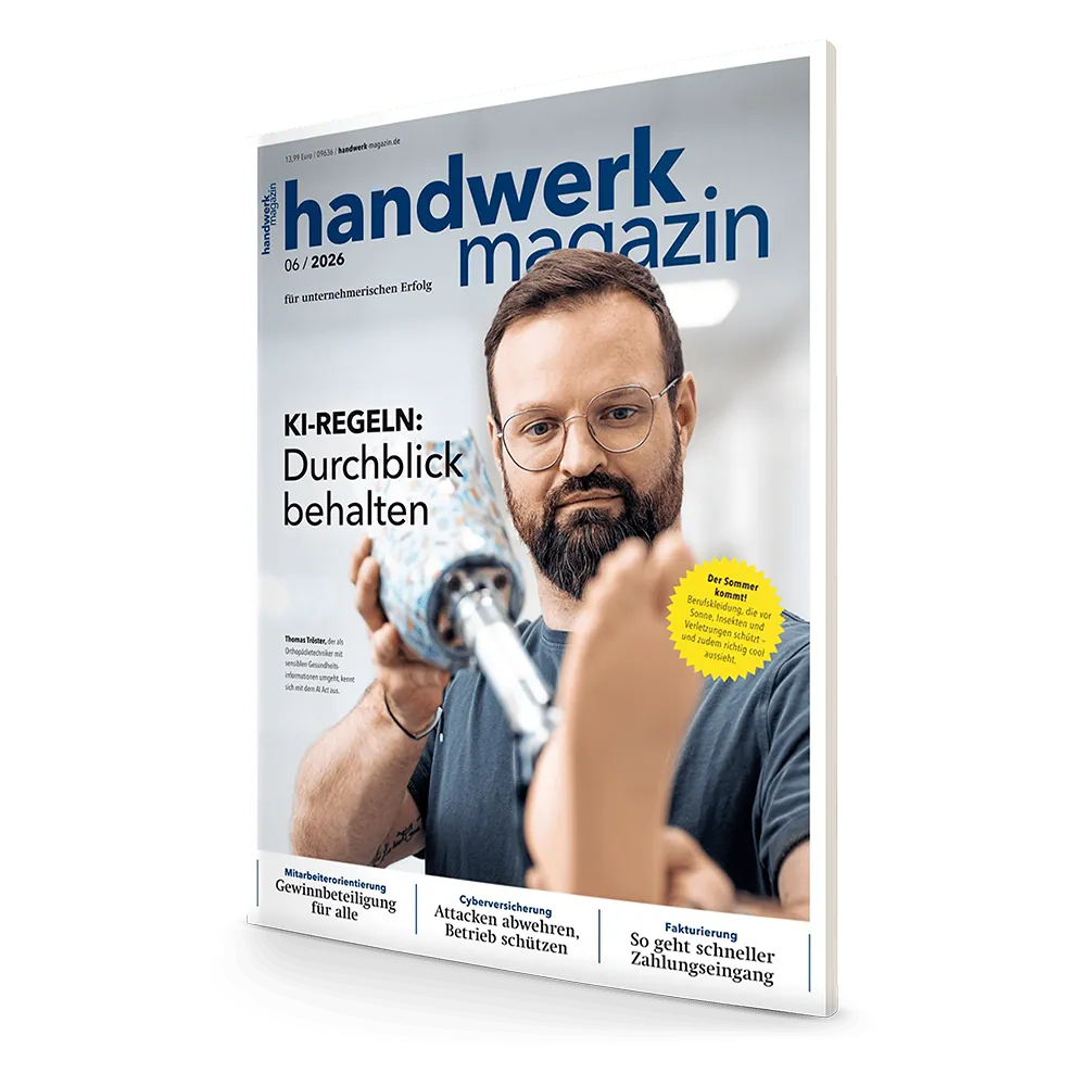 handwerk magazin Juni-Ausgabe 2026: Bei den KI-Regeln des AI Act den Durchblick behalten